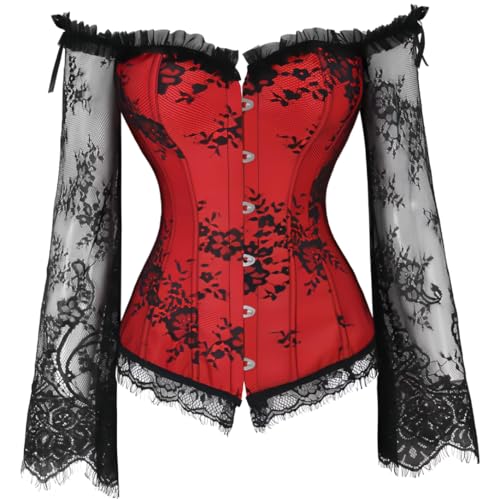 Corset push-up dentelle florale manches longues pour sculpter la silhouette