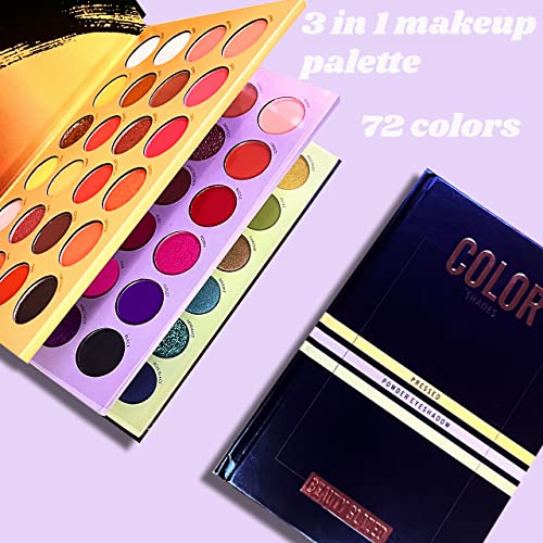 Myuango Highly Pigmented 72 Colors Eyeshadow Makeup Palette, Matte Shimmer Metallic Eye Shadow Pallet Long Lasting Blendable Natural Colors Make Up Eye Shadows All In One Gift Kit #TOP7