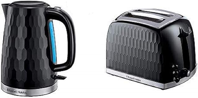 Russell Hobbs Honeycomb Kettle and 2 Slice Toaster, Black