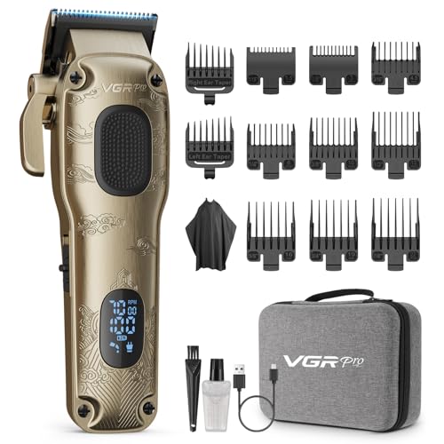VGRPRO Tondeuse Cheveux Hommes Professionnel, tondeuse homme sans fil avec étui, Électrique kit de coupe pour maison & coiffeur, écran LED, cadeau homme...