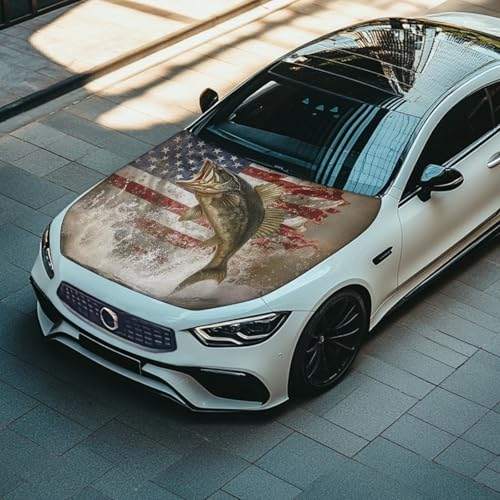 Image of Car Hood Cover,Waterproof Snowproof Car Hood Cover Protector Suitable Most Automotive Sedans Trucks Pickup Sports Cars,Car Accessories Fish Print