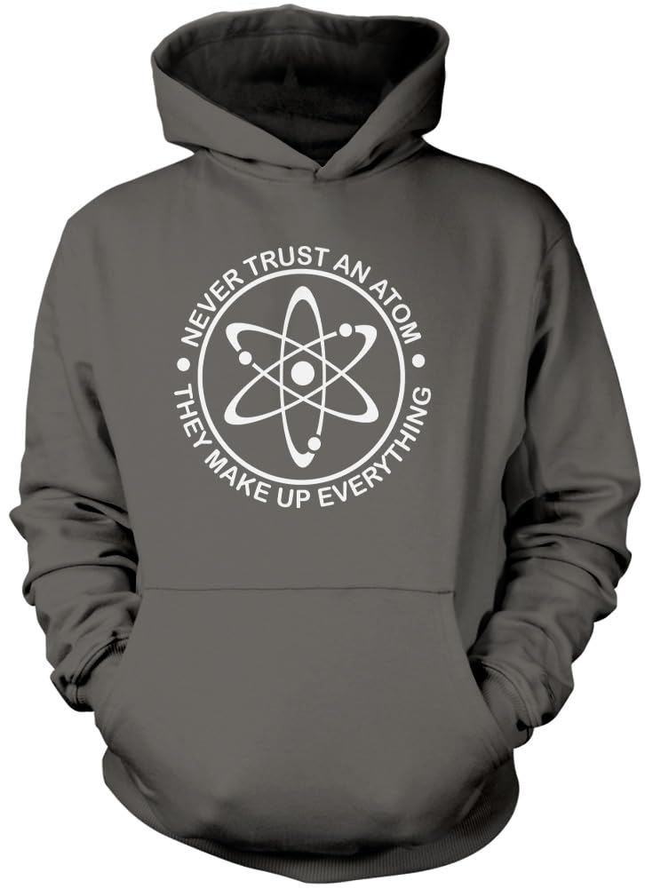 Hotscamp Boys Heather Grey Never Trust An Atom Unisex Hoodie - Grey Large
