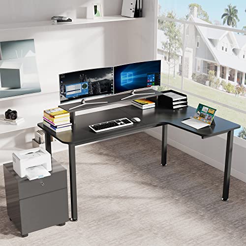 Eureka Ergonomic 60 Inch Black Corner L Shaped Computer Desk, Home Office Gaming Study Work Writing Table Long Large Sturdy Workstation Simple Modern With Metal Legs, Right Side #TOP3