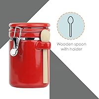 Vista 3 de Juego de tarros para la cocina (set de 4 piezas) rojo, cerámica de alto brillo De Home Basics Decorativo Con cucharas de madera, set