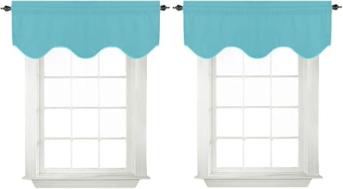 Turquoize Cenefas de cortina opacas con bolsillo para barra, paneles de cortina pequeños para ventana de cocina, dormitorio, cuarto de baño, 52 x 18