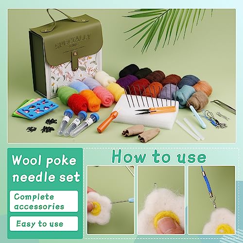 Image of Mayboos Needle Felting Kit, Wool Roving 20 Colors Set