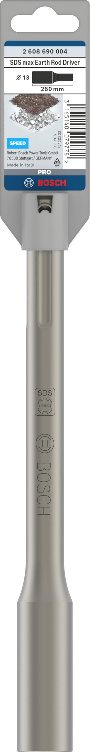 Bosch 2 608 690 004 - Cincel para colocación de picas de toma a tierra SDS-max (260 x 13 mm)