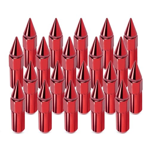 Image of M12 x 1.5 Spike Lug Nuts 20 PCS, Electrophoretic Coating Wheel Lug Nut with Pointed Cap, Weather Resistant Lug Nut Set for Ford, Toyota, Honda, Chevrolet, Nissan, Mazda and More, Red