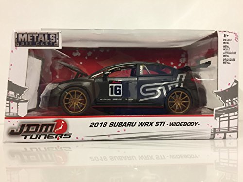 Jada 1:24 JDM Tuners 2016 Subaru WRX STI Widebody, Diecast Model Sport Car, Matte Grey