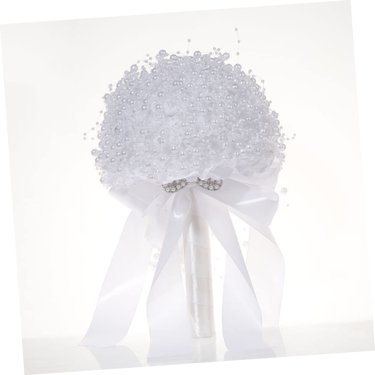PRETYZOOM Bouquet Sposa in Perle Artificiali Bianco per Matrimonio Elegante