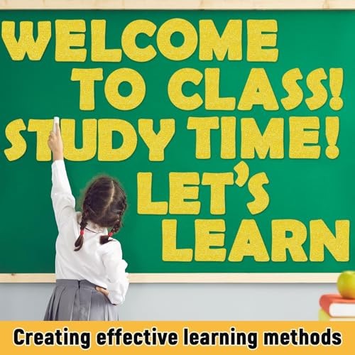Image of Qyeahkj 150 PCS Large 7 inch Font Letters and Punctuation Set Glitter Gold Classroom Alphabet Cutout for Bulletin Board Display Home School A Great Helper to Inspire Students' Learning Interest