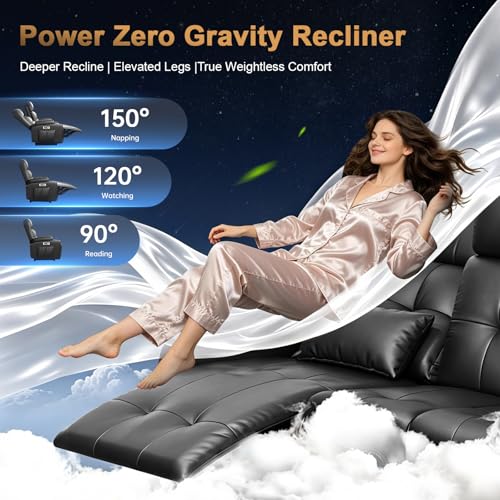 Image of Power Loveseat Recliner Sofa, Home Theater Seating with Heat Massage, Reclining Loveseats with Flip Backrest, Wall Hugger RV Couch Movie Theater Chairs, RV Furniture Sofas with USB, for Gaming Room