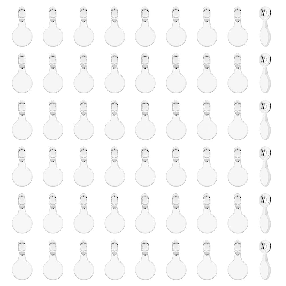 DICOSMETIC 600Pcs Glue On Pendant Bails Flat Pad Charm Flat Jewelry Bails Acrylic Transparent Cabochon Bail for DIY Jewelry Making, Hole: 2mm