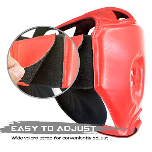 Luniquz Boxing Headgear for Kids Junior Headguard Helmet for MMA Sparring Karate Taekwondo, L Red - Thumbnail 2