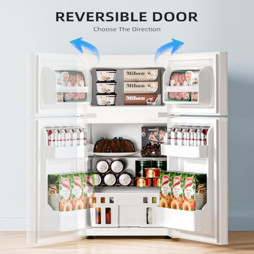 Image of Antarctic Star 3.1 Cu.Ft.Compact Refrigerator with Freezer,Mini Fridge 2-Door with Adjustable Removable Shelves,For kitchen /Apartment /Dorm /Office,WHITE