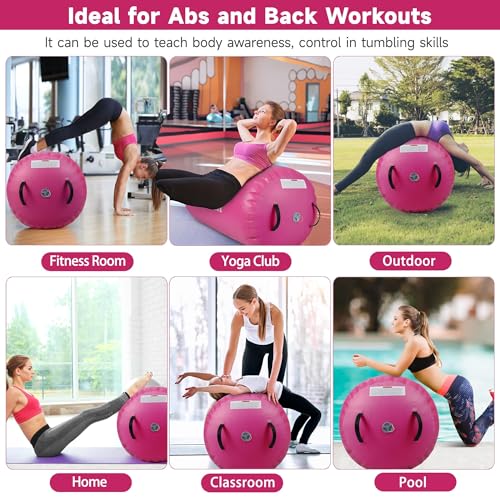 Image of Air Barrel - Air Roller Gymnastics Barrel for Back Handspring Trainer, Air Tumble Mat with Pump for Gym Training /Yoga Balance Exercise /Cheerleading /Home and Outdoor Use
