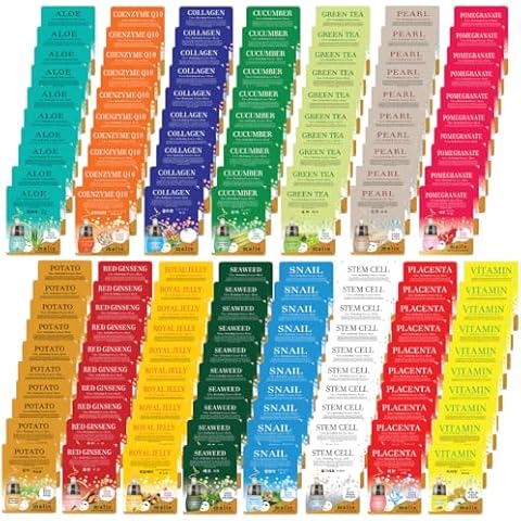 OBS lab 150 pcs Ultra Hydrating Essence Mask, Korean Essence Facial Mask Sheet (10 x 15 Types), 15 Minute Facial Skincare,Moisturizing Skincare Cover