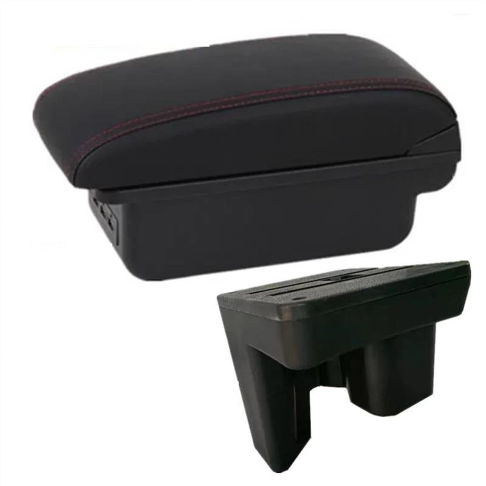 NMJLQW Storage Rack Armrest Box With Multifunctional Support PU Upholstered Car Interior Modification Accessories For Hilux(B red line 3USB)