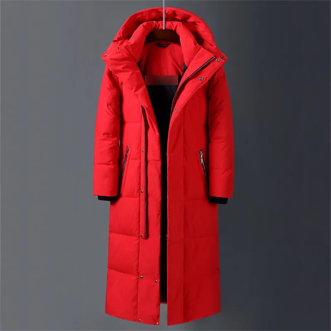 Suwequest Piumino invernale resistente al freddo uomo donna lungo inverno caldo moda parka, Rosso, XXL