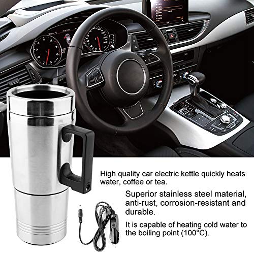 Tetera eléctrica para coche 350 ml de acero inoxidable miniatura 5