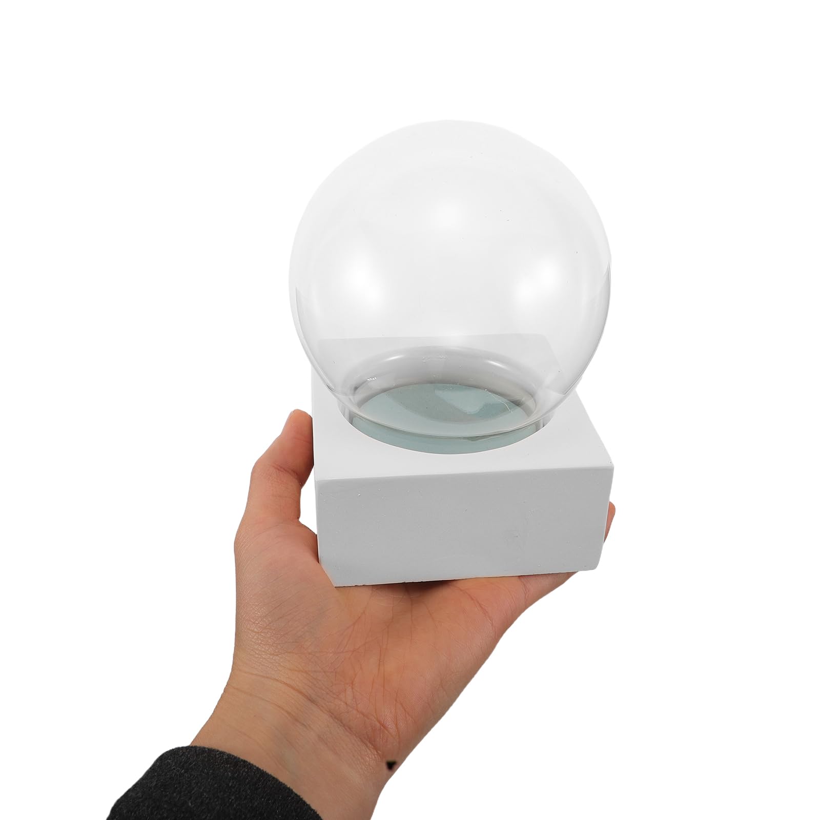 Bola de Nieve de Cristal Transparente con Base Cuadrada de Color Claro, Globo Rellenable de Vidrio 10,8 X 13 Cm para Manualidades DIY, Decoración Navideña y Hogar, Cúpula Vacía