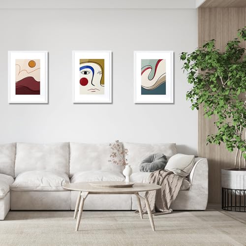 Baoee Bilderrahmen 30×40 cm Weiß, stabiles MDF-Holz Rahmen,3er Set-mit Passepartout 21x30 cm (A4),bruchsicheres Acrylglas zum Aufhängen für Fotos Bilder & Poster