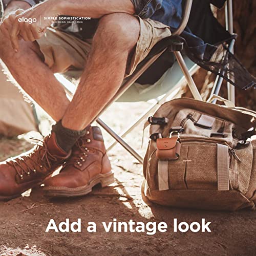 Image of elago Leather Case with Keychain Compatible with AirPods 3 Case, Natural Cowhide Leather Case with Brass Ring Holder, Supports Wireless Charging (Brown)