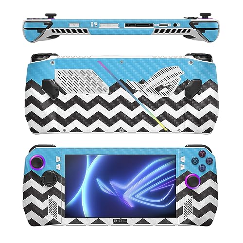 Image of MightySkins Carbon Fiber Skin Compatible with Asus ROG Ally - Baby Blue Chevron | Protective, Durable Textured Carbon Fiber Finish | Easy to Apply