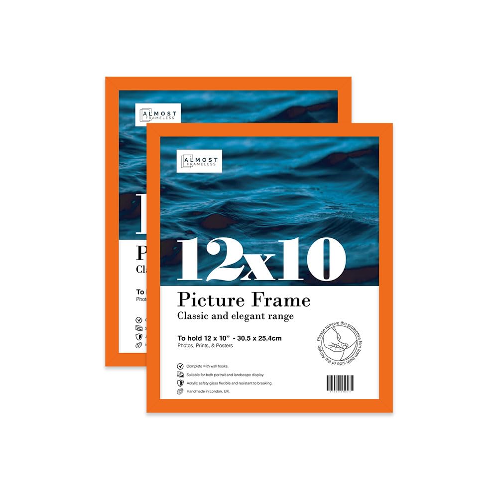 Almost Frameless 12x10 Orange Picture Frame Set of 2, Display 12x10 Picture Gallery Wall, Poster, Photo, Artwork, or Print, Yellow โ image 1