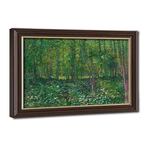 Impression sur toile Van Gogh Arbres et sous-bois WCYB avec cadre de décoration murale