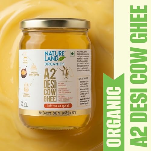 Image of NATURELAND ORGANICS A2 Desi Cow Ghee 500 ml | Traditional Bilona Method