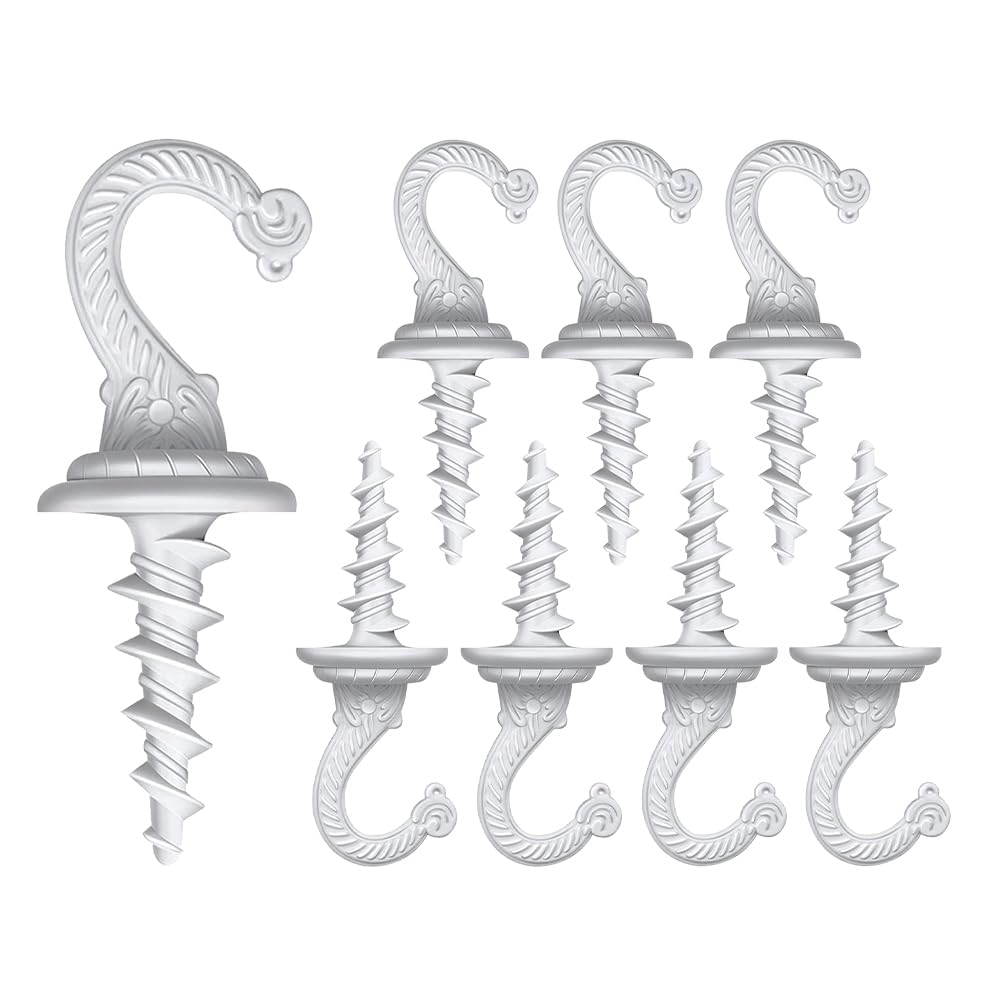 diplambr Swag Driller Hooks Heavy Duty Swag Hook Ceiling Hook Wall Hook Indoor Outdoor for Hanging Plants Chandelier etc. (8, White)