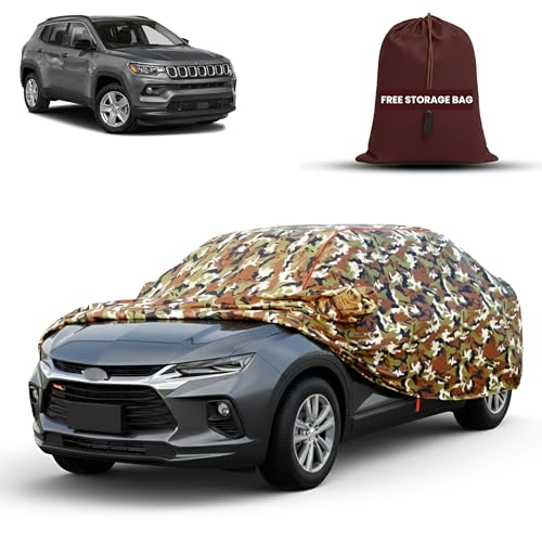 Image of MORNYRAY Car Cover for Jeep Compass BP | Fully Waterproof Car Body Cover | with Mirror & Antenna Pocket | Dustproof, Windproof & Anti-Scratch Lining, Camouflage