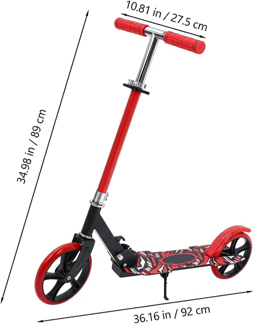 Lightweight Folding Two Wheel Kick Scooter for Teens Collapsible Red Scooter for Ages Outdoor Ride for School Campus and Commuting