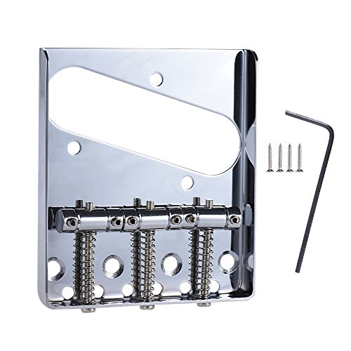 KKmoon 3 Sela cinzeiro ponte tailpiece banhado a cromo para telecaster Tele guitarra elétrica peça d