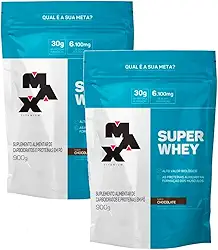 Kit 2x Super Whey Protein Chocolate 900g Max Titanium