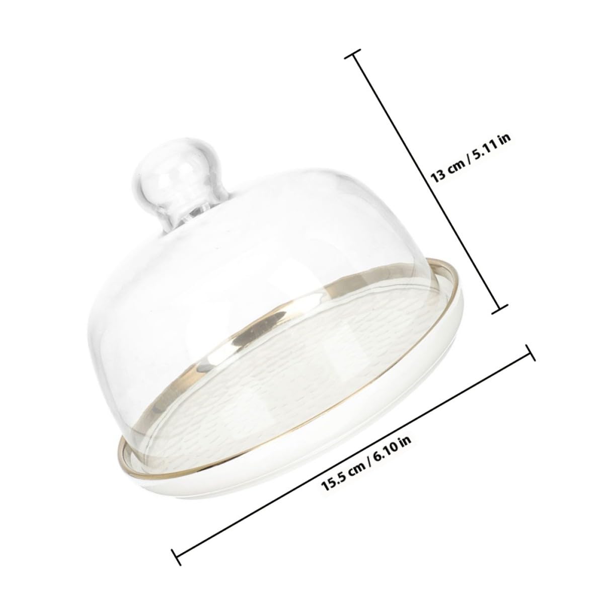 Vassoio per Dolci Set da 1 con Coperchio in Vetro Bianco Elegante per Esposizione e Conservazione di Snack e Dolci, per Feste e Matrimoni