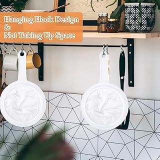 CiciIng Filtri a imbuto ultra fine per succo, latte, latte di soia, caffè 200 mesh, colino nylon con manico bianco 23,5 cm x 14,5 cm