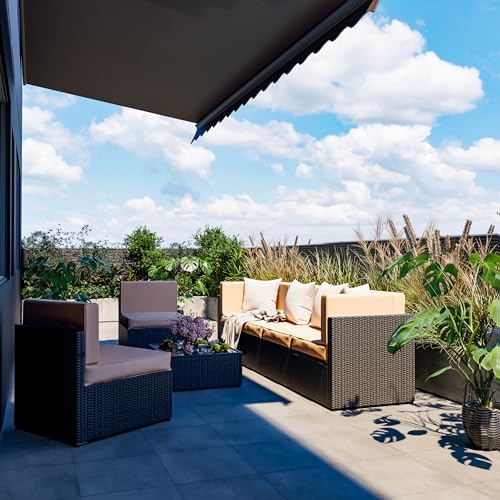 Pamapic 7 Pieces Outdoor Sectional Furniture,Wicker Patio sectional Furniture Sets,All-Weather Rattan Sectional Sofa Conversation Set with Coffee Table and Washable Couch Cushions Covers - 4