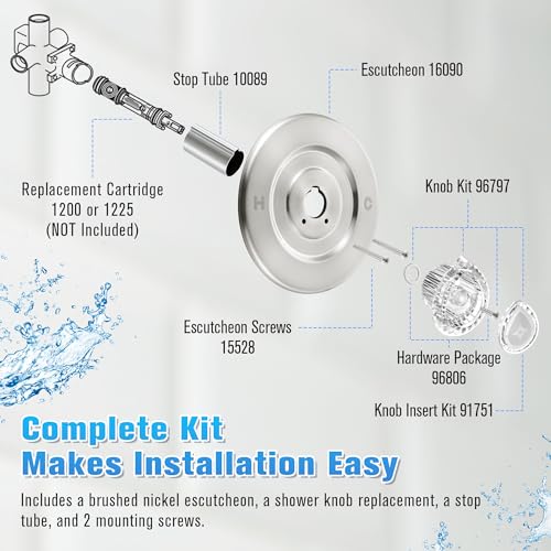 Image of Enhon Tub and Shower Trim Kit, Shower Trim Compatible with Moen Chateau T470 Single Handle Tub /Shower Standard Valve, Escutcheon Screws Tube and Handle(Brushed Nickel, Knob)