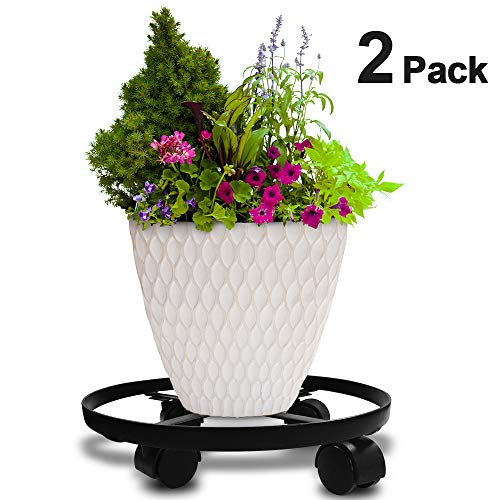 Amagabeli 2 Pack 14" Metal Plant Caddy Heavy Duty Iron Potted Plant St