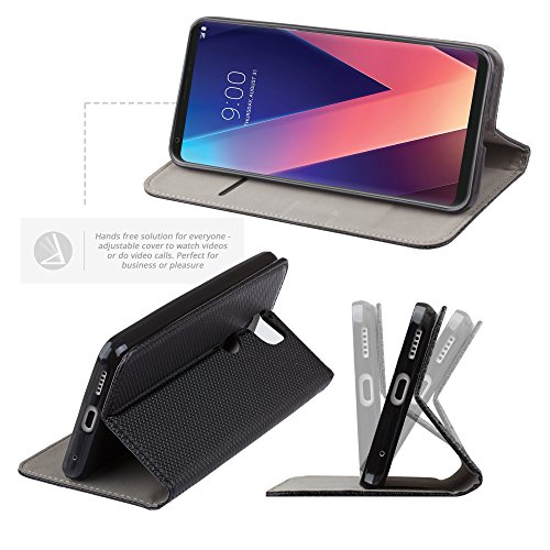 Moozy Cover Custodia a Libro per LG V30, Nero