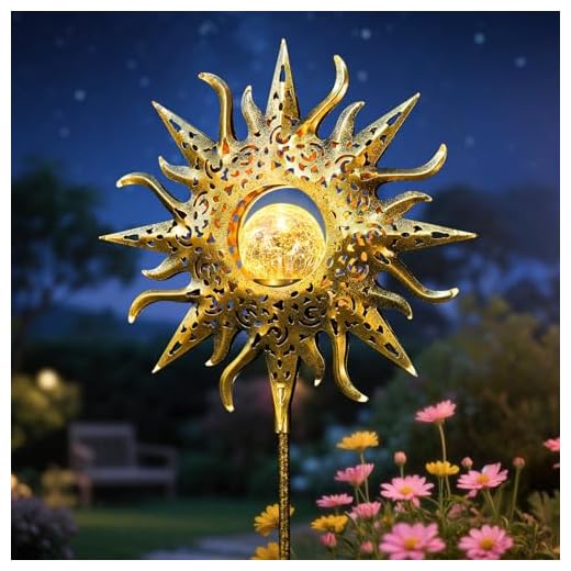 TAKE ME Sun Solar Lights Garden Outdoor Waterproof Metal Decorative Stakes for Patio Yard Walkway LawnPatio Valentine's Day Gifts Mother's Day Gifts