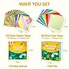 Mocoosy 224 Sheets Origami Paper Kit for Kids Ages 5-8 8-12, Folding Paper Set with Origami Book for Beginners, Art Craft Supplies for Boys Girls 9-12, Travel Game Car Road Trip Activities Toy Gifts #1