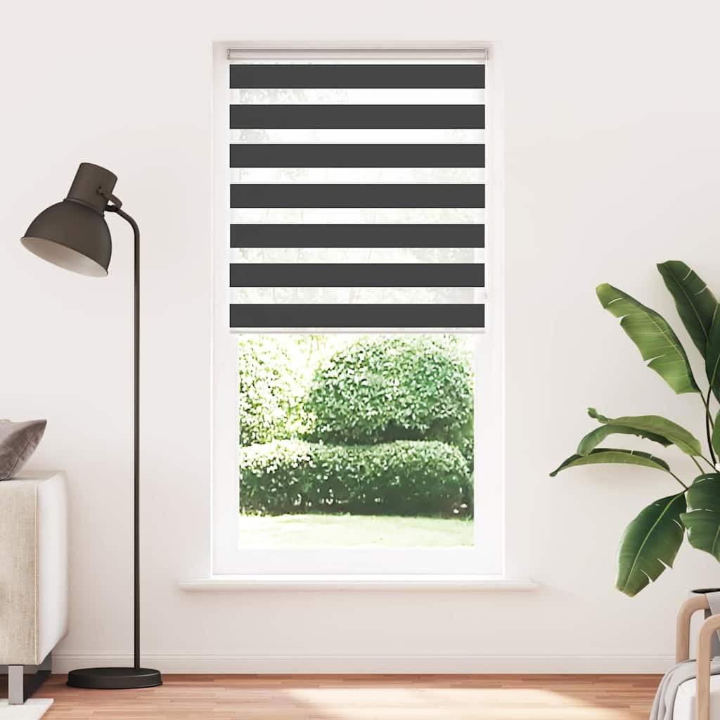 Rollo Zebramuster, Schwarz, 95 x 230 cm, Polyester | Stoffbreite 90,9 cm, zweilagig, Wand- oder Fenstermontage, Kindersicherung