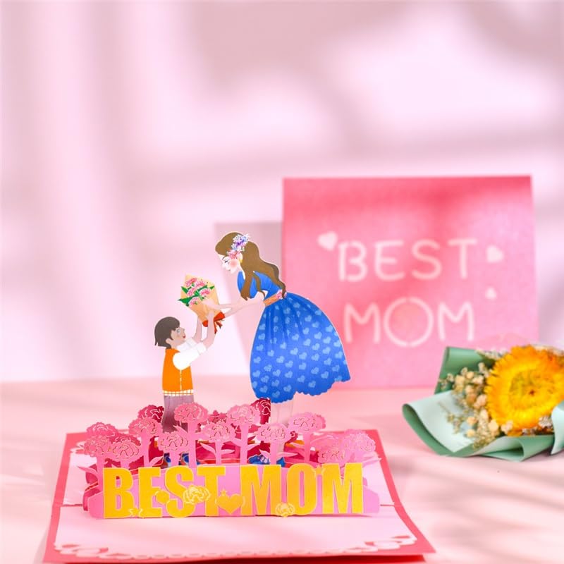 Carte de Voeux Carte de fête des mères heureuse 3D de la fille fils 3D anniversaire cartes de voeux for la meilleure maman (10 pack) (Color : 10 cards)