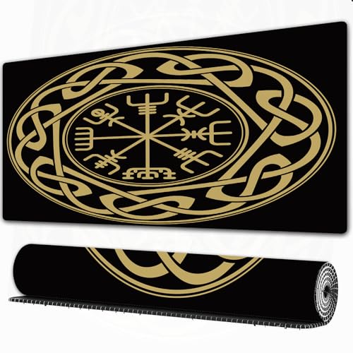 EOMKSE Alfombrilla de ratón extendida con Base de Goma Natural Antideslizante para Jugadores/Escritorio/Oficina/Vegvisir - El Poste de señalización o buscador de Caminos islandés es un bastó/30x80 cm