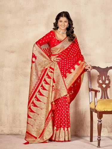 Image of Mehrang Women's Pure Kanjivaram Silk Saree Banarasi Silk Wedding Sarees for Women with Blouse Piece