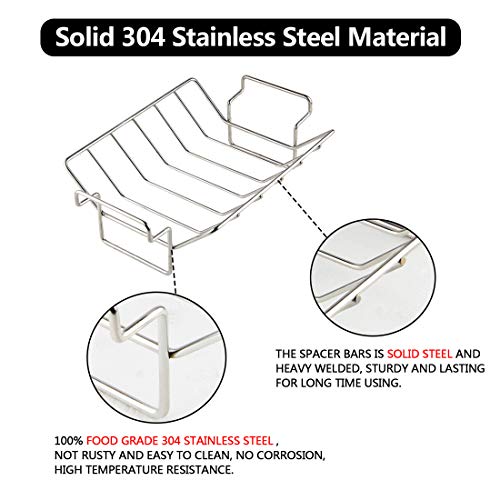 Mydracas Bbq Rib Rack For Smoking And Grilling Roast Rack 100% Stainless Steel Roast And Dual-Purpose Turkey Rack For Large Big Green Egg And Kamado Joe Etc. #TOP2