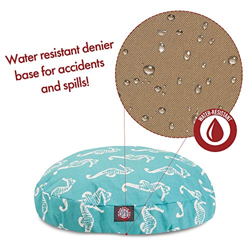 Teal Sea Horse Large Round Indoor Outdoor Pet Dog Bed With Removable Washable Cover By Majestic Pet Products #TOP3
